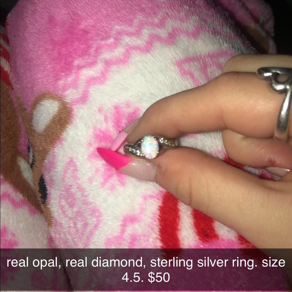 REAL OPAL AND DIAMOND RING